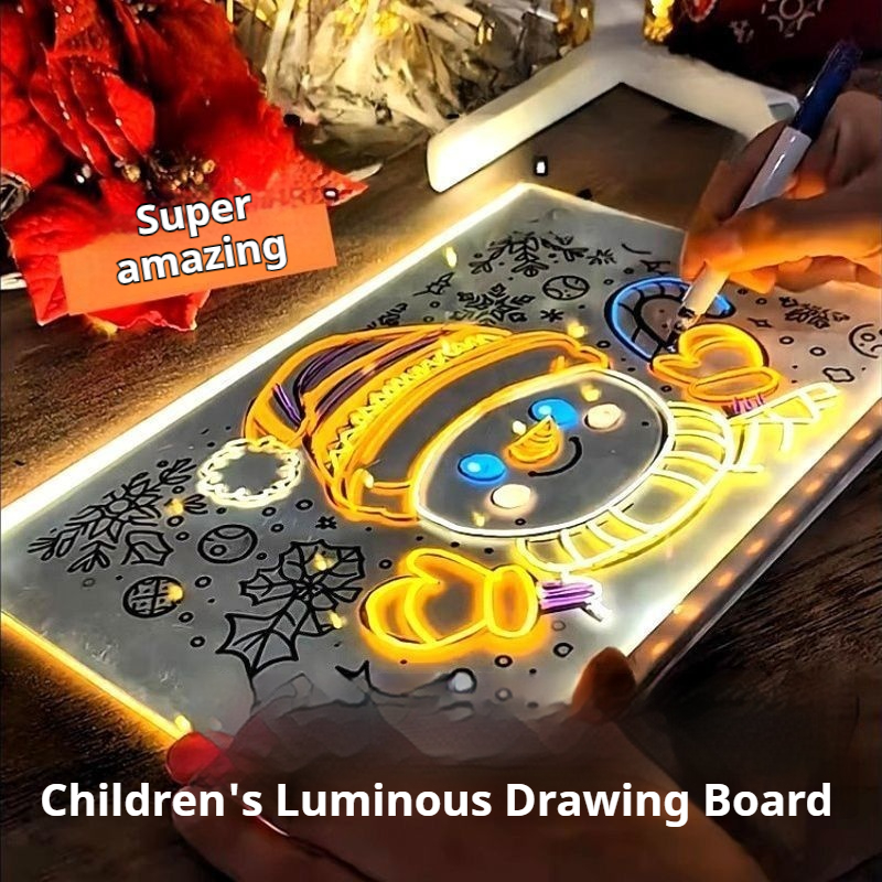 LED luminous acrylic handwriting board, erasable children's graffiti drawing board, desktop message, store photo, atmosphere, night light