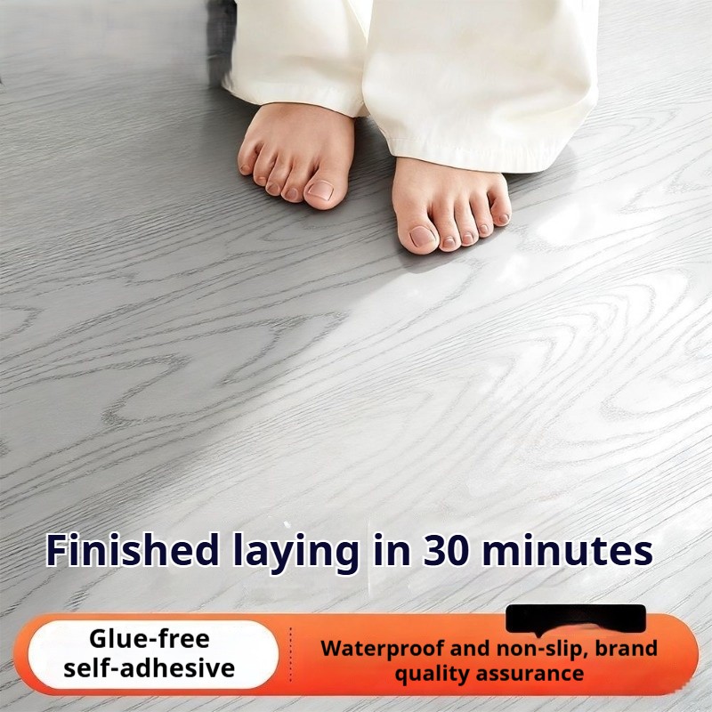 Thickened waterproof and wear-resistant one tear adhesive flame retardant household self-adhesive wood grain floor tile PVC floor leather 5-piece stone plastic waterproof anti slip floor mat