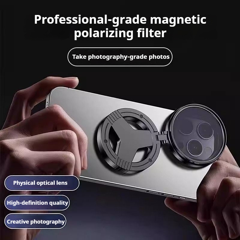 Professional folding magnetic polarizing filter, water photography grade reflective filter, mobile phone lens anti reflective polarizing filter, shooting filter