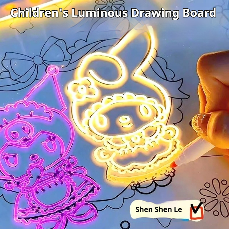 LED luminous acrylic handwriting board, erasable children's graffiti drawing board, desktop message, store photo, atmosphere, night light