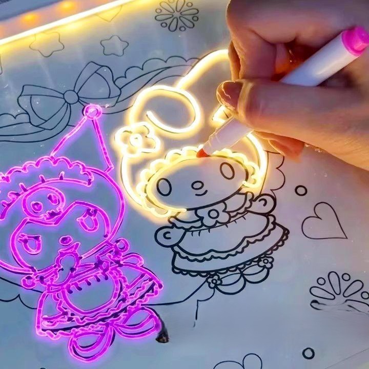 LED luminous acrylic handwriting board, erasable children's graffiti drawing board, desktop message, store photo, atmosphere, night light