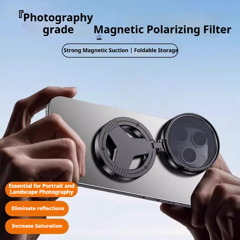 Professional folding magnetic polarizing filter, water photography grade reflective filter, mobile phone lens anti reflective polarizing filter, shooting filter