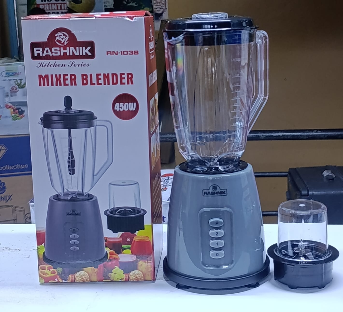2-in-1 Mixer Blender 450W – Multi-Function Kitchen Blender with Grinding Jar, Smoothie Maker, Juice Blender for Fruits, Vegetables, Spices & Coffee, Durable Home Appliance