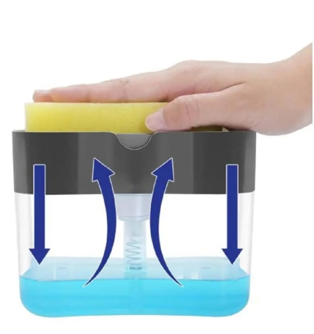 💎 Mega Offer 💎 2-in-1 Soap Dispenser Pump – Liquid Soap & Sponge Holder Kitchen/Bathroom Organizer Bottle