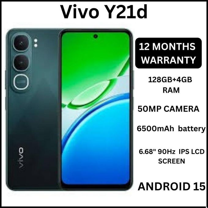 Vivo Y21d 6GB+128GB 6.68’’ 90Hz IPS Display 50MP Dual Rear Camera 8MP Front 6500mAh Battery 44W Fast Charge IP68 & IP69+ Water & Dust Resistant Side Fingerprint Unlock Dual Sim Android 15