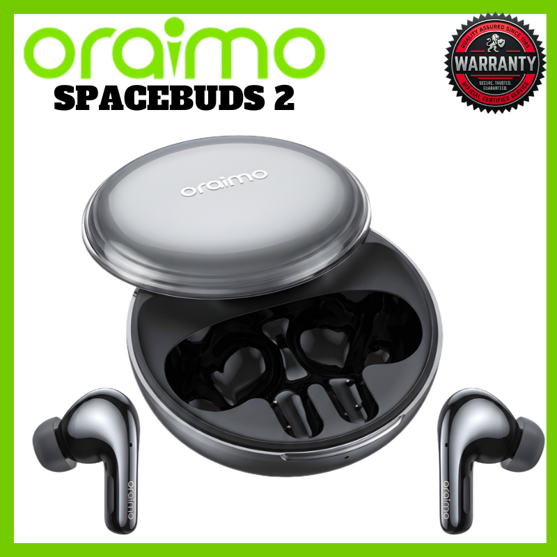 Oraimo Spacebuds 2 OTW-631 Earbuds 52dB Hybrid Active Noise Cancelling Earpods With Spatial Sound 45H Playtime Smart Remote Case AI Voice Assistant For Bluetooth Enabled Laptops And Mobile Phones