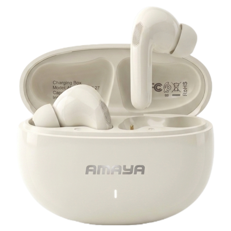 Amaya ATW-27 Wireless Earbuds Bluetooth 6.0 In-Ear Earphones with 12mm Hi-Fi Bass Speaker Unit for Smartphones & Tablets, 20-Hour Playtime HD Call Earpods, 365 Days Warranty, Fast Charging Type-C Port