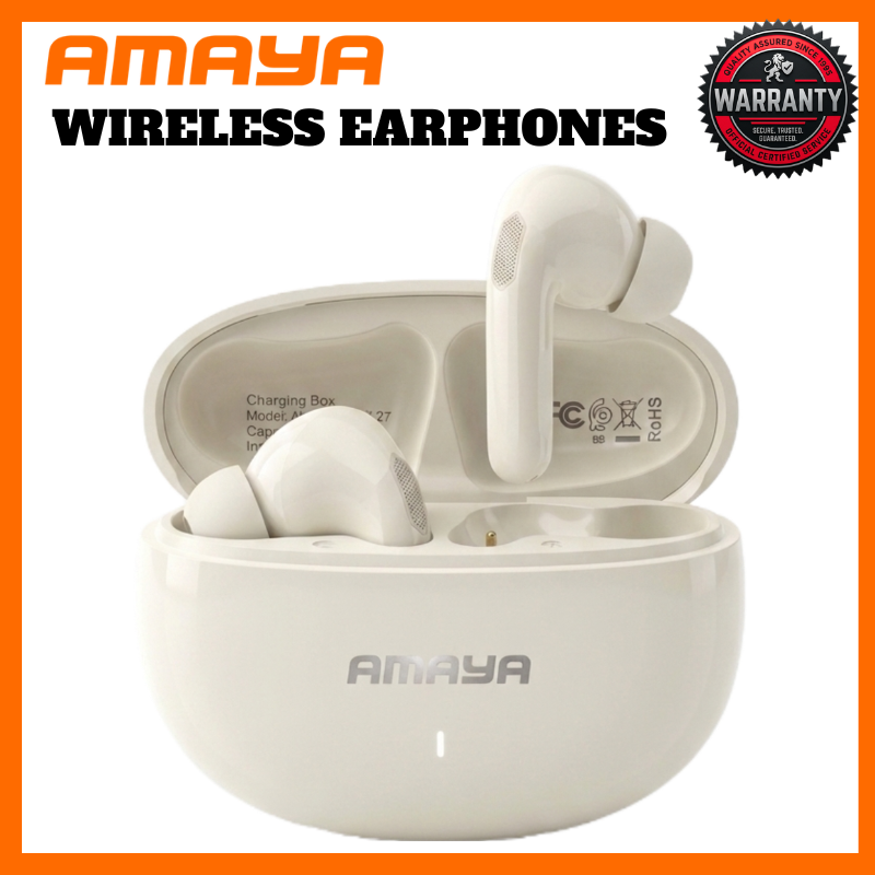 Amaya ATW-27 Wireless Earbuds Bluetooth 6.0 In-Ear Earphones with 12mm Hi-Fi Bass Speaker Unit for Smartphones & Tablets, 20-Hour Playtime HD Call Earpods, 365 Days Warranty, Fast Charging Type-C Port