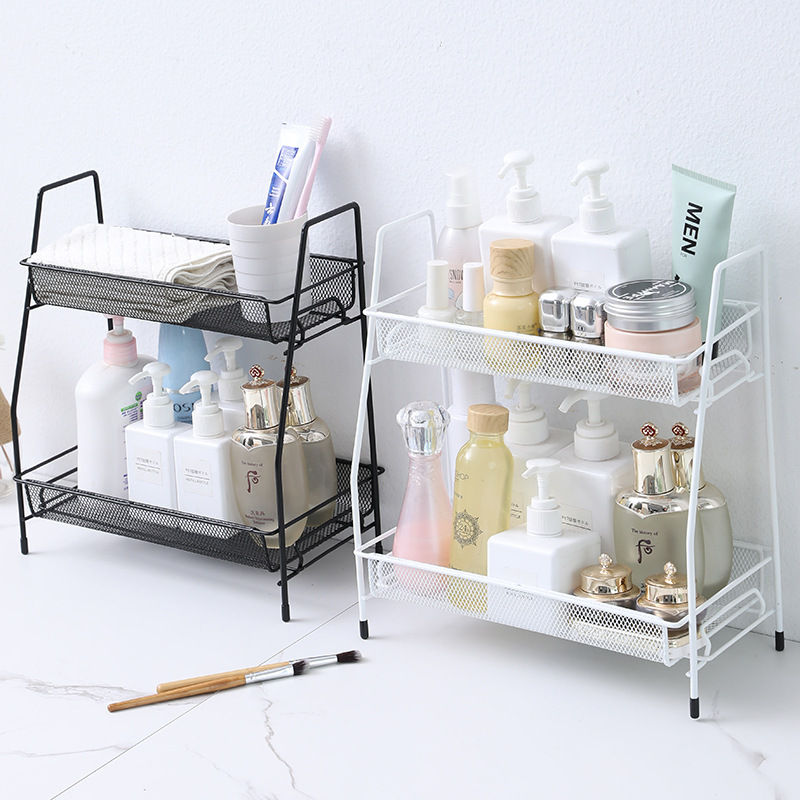 2-Tier Spice Rack Organizer for Kitchen Counter or Bathroom Storage- Black