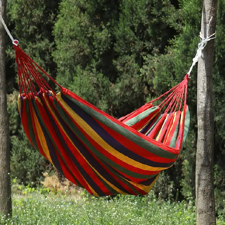 Large Portable Cotton Hammock for 2 Adults – Heavy-Duty Double Camping Hammock (300KG Capacity), Foldable Outdoor Garden Swing Bed for Travel, Beach & Backyard
