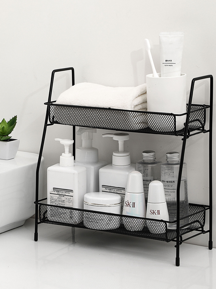 2-Tier Spice Rack Organizer for Kitchen Counter or Bathroom Storage- Black