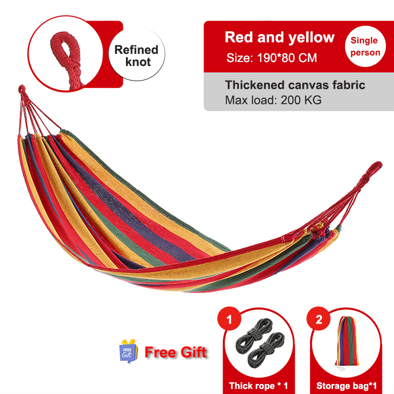 Large Portable Cotton Hammock for 2 Adults – Heavy-Duty Double Camping Hammock (300KG Capacity), Foldable Outdoor Garden Swing Bed for Travel, Beach & Backyard
