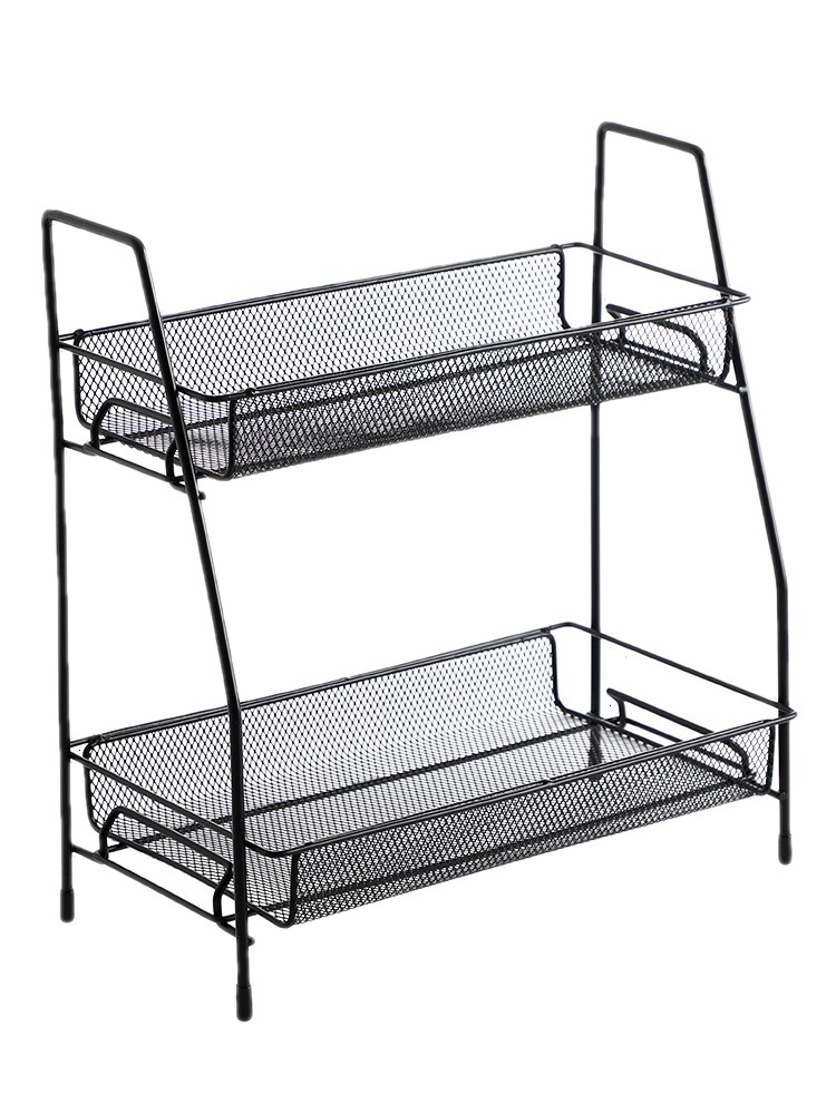 2-Tier Spice Rack Organizer for Kitchen Counter or Bathroom Storage- White