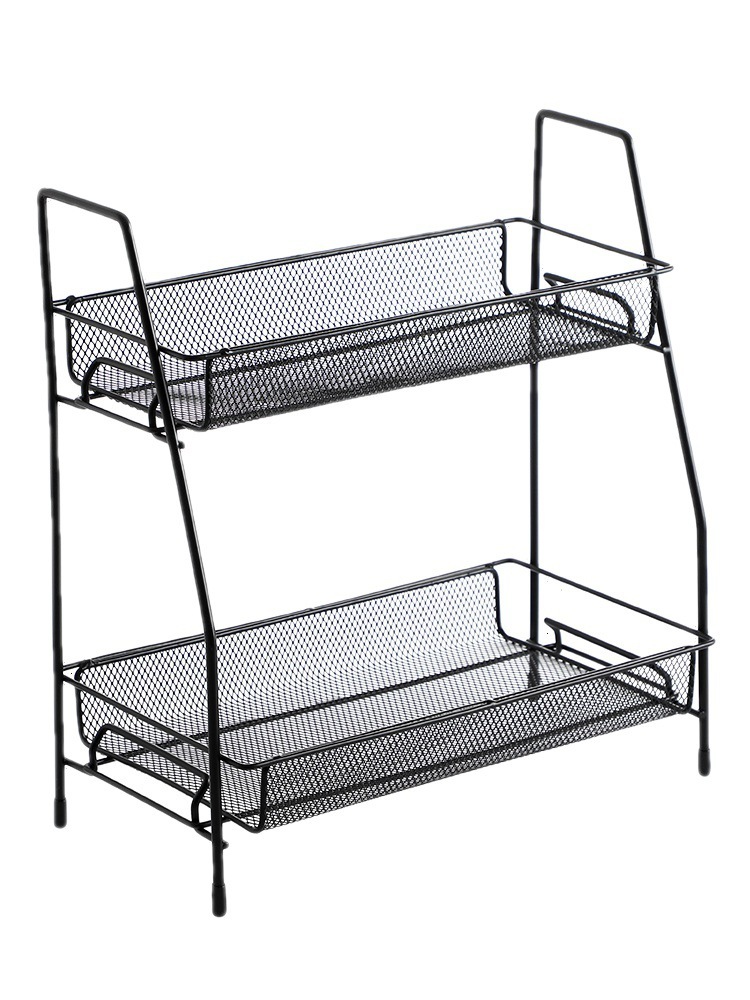2-Tier Spice Rack Organizer for Kitchen Counter or Bathroom Storage- Black
