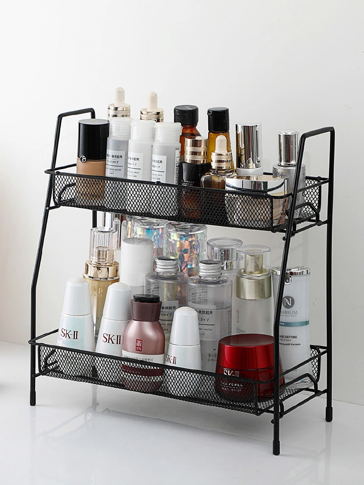 2-Tier Spice Rack Organizer for Kitchen Counter or Bathroom Storage- Black