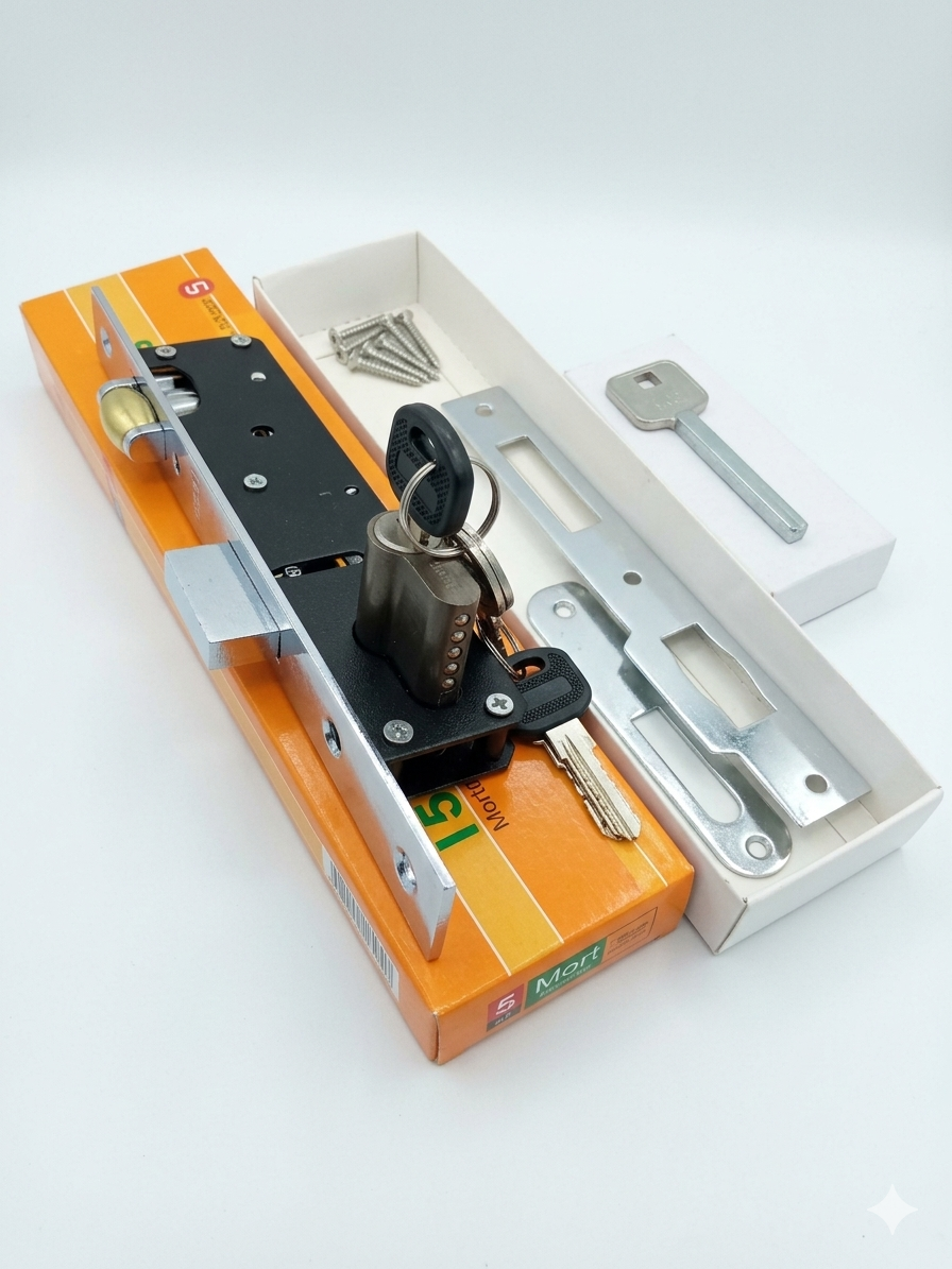 Kale Kilit 155U Mortice Lock for Aluminium Profile Doors - High Security Narrow Body Door Lock with Cylinder & 3 Keys - Heavy Duty Chrome Finish Deadbolt Lockset for Offices & Homes - Best Price Kenya