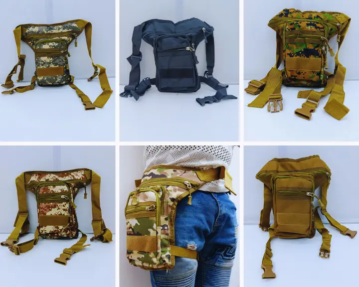 Unisex black Tactical Drop Leg Bag - Waterproof Motorcycle Thigh Bag & Waist Pack, Multi-Pocket Military Utility Pouch for Biking, Hiking, Outdoors & Travel - Durable Oxford Nylon Fanny Pack (Black)