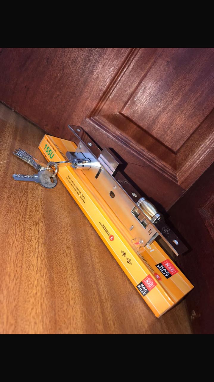 Kale Kilit 155U Mortice Lock for Aluminium Profile Doors - High Security Narrow Body Door Lock with Cylinder & 3 Keys - Heavy Duty Chrome Finish Deadbolt Lockset for Offices & Homes - Best Price Kenya