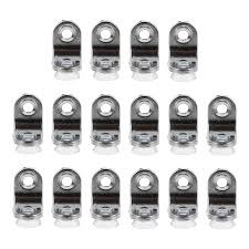 Pack of 20 Heavy Duty L-Shaped Glass Shelf Support Pegs with Suction Cups - Zinc Alloy Glass Holder for Cabinets, Wardrobes & Bookshelves - Anti-Slip Shelf Pins - Furniture Hardware Brackets