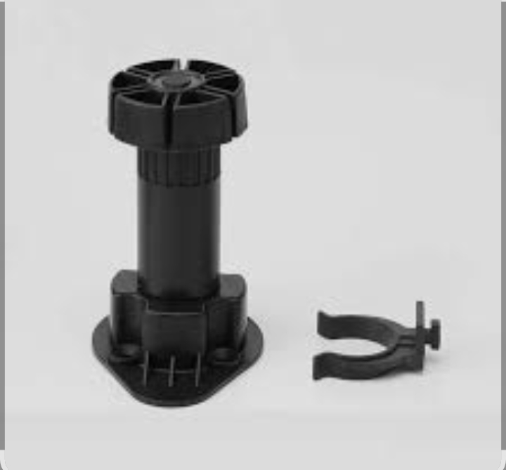Pack of 4 Adjustable Kitchen Cabinet Legs 100mm - Black Plastic Furniture Feet with Plinth Clips | Heavy Duty Cupboard Leveling Legs for Kitchen & Bathroom Units | Height Adjustable Plinth Leg Set