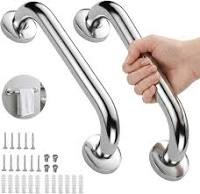 Durable Stainless Steel D-Pull Rose Handles for Main Doors and Cabinets (Sold as a Pair) - 6" 8" 10" Heavy Duty Door Hardware, Comes as 2 Pieces with Concealed Fixings, Elegant Silver Finish for Home