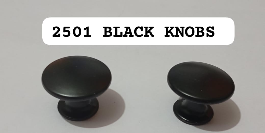 2501 Series Black Furniture Knobs (Set of 10) - Modern Round Drawer Pulls for Home & Office Cabinets, Durable Minimalist Cupboard Handles, Universal Single Hole Furniture Hardware Fittings, 10 Pack.