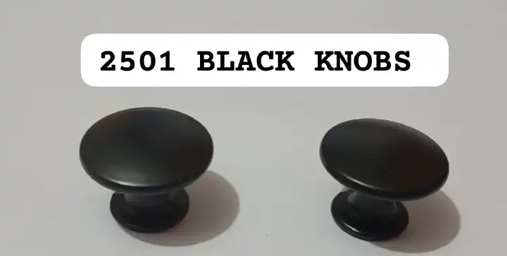 2501 Series Black Furniture Knobs (Set of 10) - Modern Round Drawer Pulls for Home & Office Cabinets, Durable Minimalist Cupboard Handles, Universal Single Hole Furniture Hardware Fittings, 10 Pack.