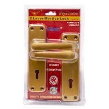 People's Choice 2-Lever Mortise Door Lock Set - Premium Security Handle Lock for Internal Wooden and Steel Doors, Durable Rust-Proof Cast Material, Silver & Gold Finish, Includes Keys - 1 Complete Set