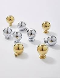 1035 Series Round Ball Cabinet Knobs - 10 Pack Luxury Gold and Silver Drawer Pulls, Decorative Metal Furniture Handles for Kitchen Cupboards, Wardrobes, Dressers & Office Desk Hardware, 25mm Diameter.