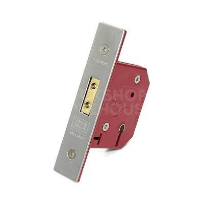 UNION 5-Lever Mortice Deadlock - High-Security Stainless Steel Anti-Pick Internal & External Wooden Door Lock for Home and Office Safety, Heavy Duty Deadbolt with 2 Keys, Durable Door Hardware (Satin)