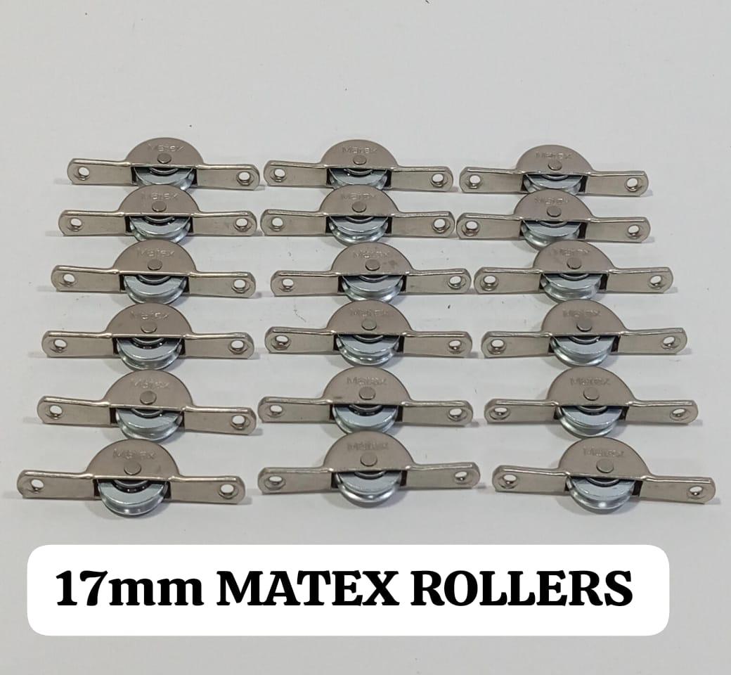 10pcs 17mm Matex Sliding Window Rollers - Heavy Duty Aluminum Window Pulley Wheels, Durable Stainless Steel  Bracket Window Rollers for Home & Office,  Smooth Glide Cabinet Door Hardware  -  10 Pack.
