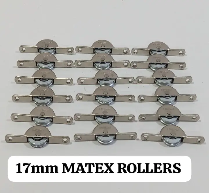 10pcs 17mm Matex Sliding Window Rollers - Heavy Duty Aluminum Window Pulley Wheels, Durable Stainless Steel  Bracket Window Rollers for Home & Office,  Smooth Glide Cabinet Door Hardware  -  10 Pack.