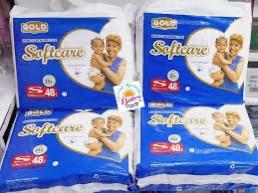 Softcare Gold Premium Baby Diapers - Ultra Absorbent Pants/Taped Style, All Sizes Available: Small (S), Medium (M), Large (L), XL - High Quality Soft Care Gold (Pack of 40/44/48/52 Pieces)
