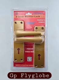 People's Choice 2-Lever Mortise Door Lock Set - Premium Security Handle Lock for Internal Wooden and Steel Doors, Durable Rust-Proof Cast Material, Silver & Gold Finish, Includes Keys - 1 Complete Set