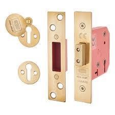 UNION 5-Lever Mortice Deadlock - High-Security Stainless Steel Anti-Pick Internal & External Wooden Door Lock for Home and Office Safety, Heavy Duty Deadbolt with 2 Keys, Durable Door Hardware (Satin)