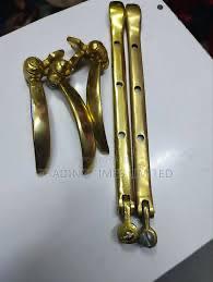 Jun Hong Heavy Duty Gold Window Stay – 12 Inch Brass Plated Casement Window Latch & Holder – Professional Decorate Series Hardware for Home & Office Security – Rust Resistant Window Positioner Rail.