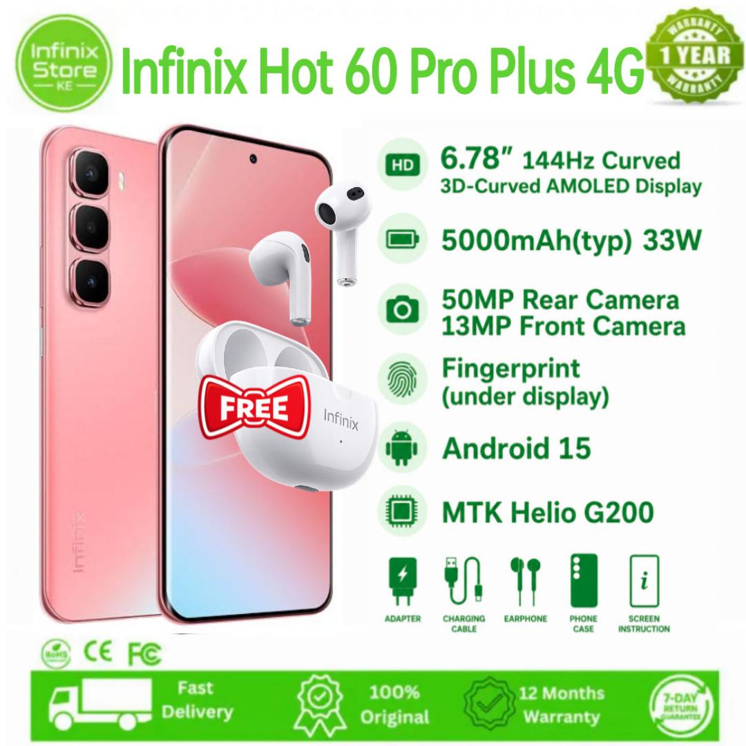 [New Arrival] Infinix Hot 60 Pro Plus 16(8+8)GB RAM + 256GB ROM 6.78" 144Hz Curved AMOLED Display 50+13MP Camera 5160mAh Battery 45W Fast Charging Corning Gorilla Glass 7i IP65
