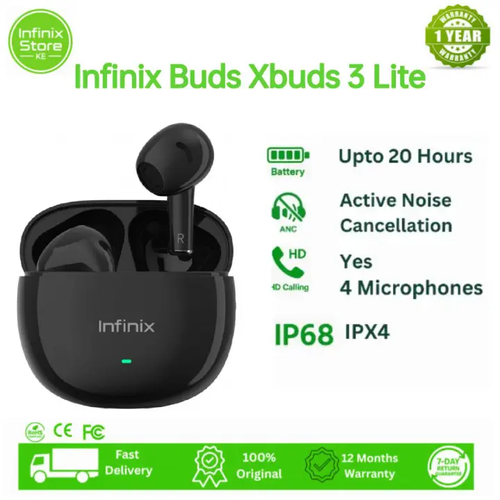 [NEW ARRIVAL] Infinix Buds Xbuds 3 Lite (XE33) - Earbuds Earphones TWS AI ENC Noise Cancellation, Deep Bass, 24H Playtime, Volume Touch Control, Bluetooth 5.3 IPX4 l| |ong battery life