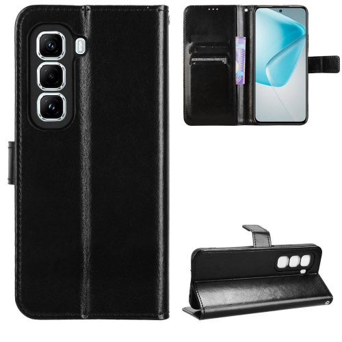 Infinix Hot 50 Pro Plus 4G Wallet Case Anti-lost Cover Shockproof Stand Flip Leather Case Black
