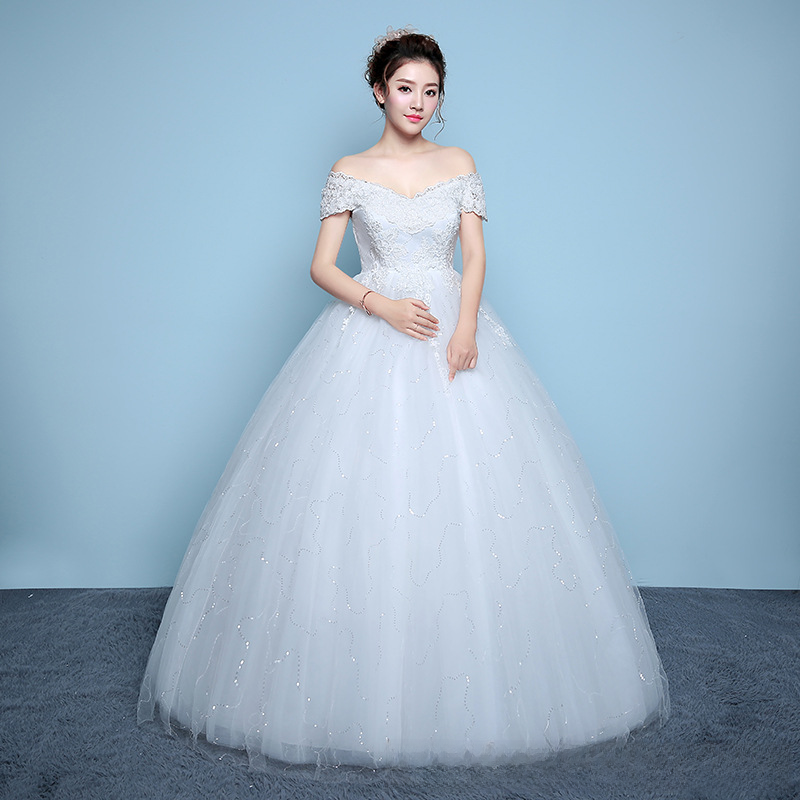 One shoulder wedding dress bride floor length wedding dress plus size maternity wedding dress