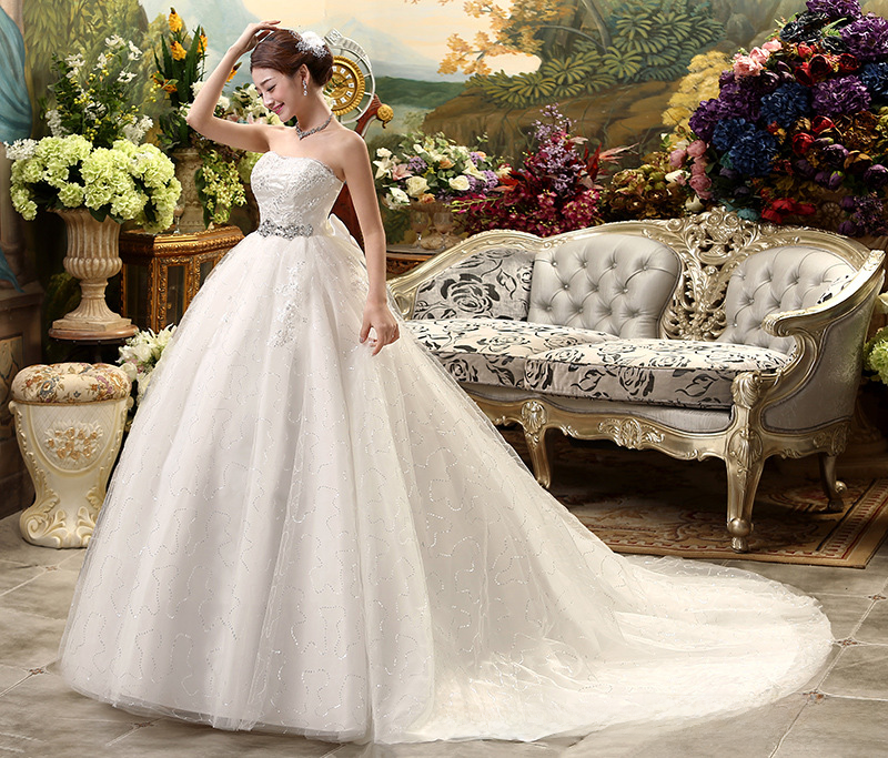 Maternity wedding dress bride new style strap Korean style high waist large size long tail wedding dress with slim tail
