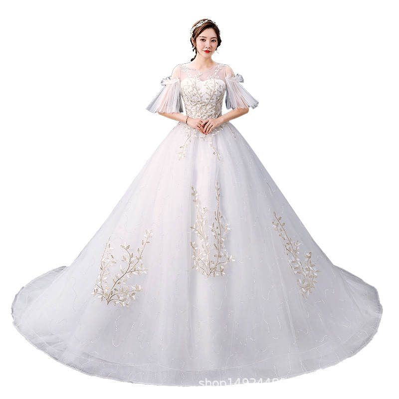 Light wedding dress, new bridal style, starry sky trailing forest style, one-shoulder, super fairy, dreamy, slim and simple