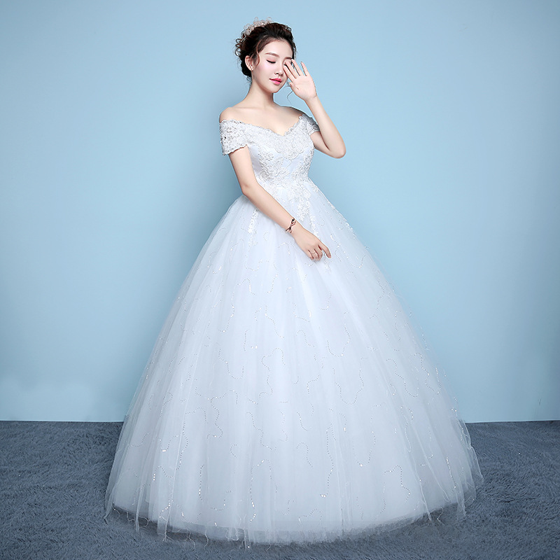 One shoulder wedding dress bride floor length wedding dress plus size maternity wedding dress