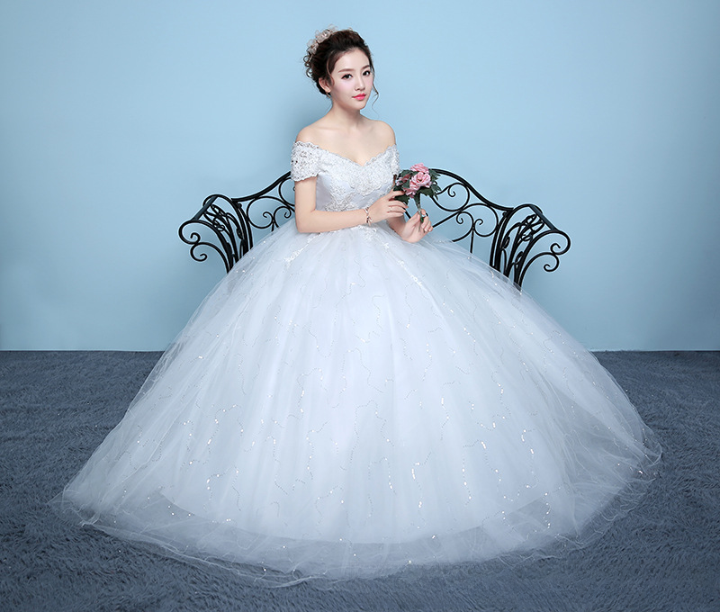 One shoulder wedding dress bride floor length wedding dress plus size maternity wedding dress