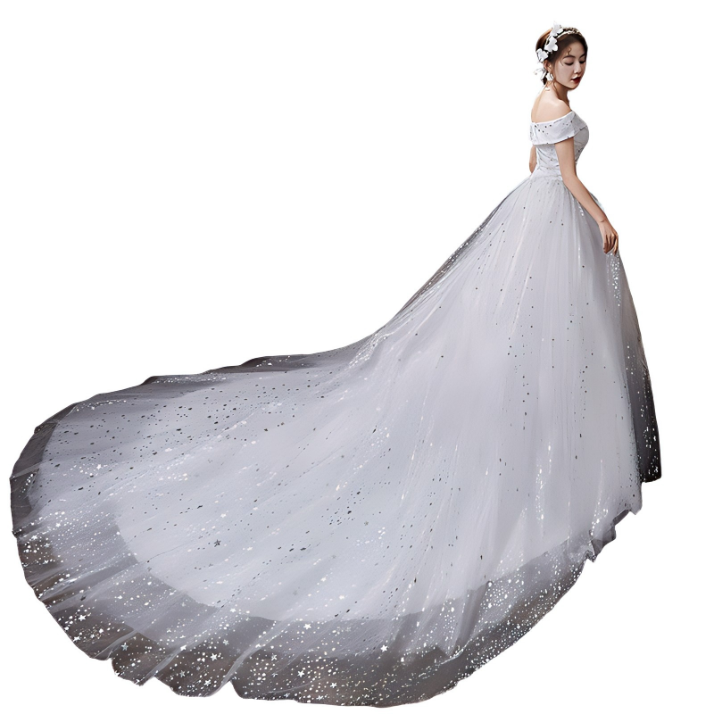 Wedding dress evening dress new style wedding dress with tail slimming and simple