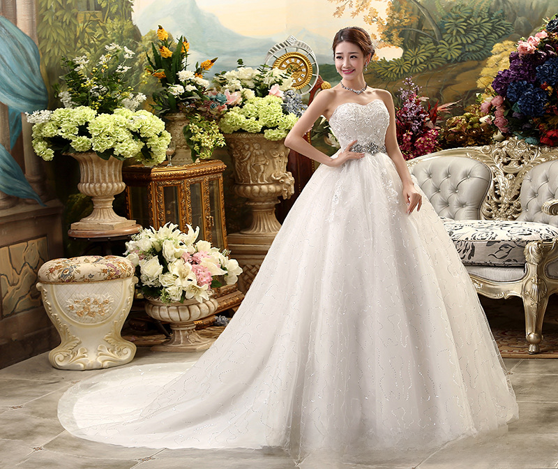 Maternity wedding dress bride new style strap Korean style high waist large size long tail wedding dress with slim tail
