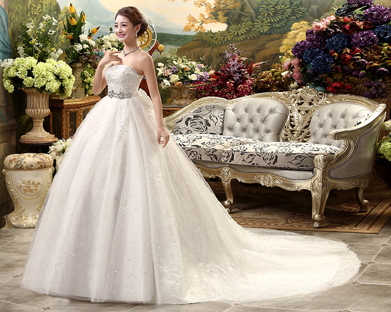 Maternity wedding dress bride new style strap Korean style high waist large size long tail wedding dress with slim tail