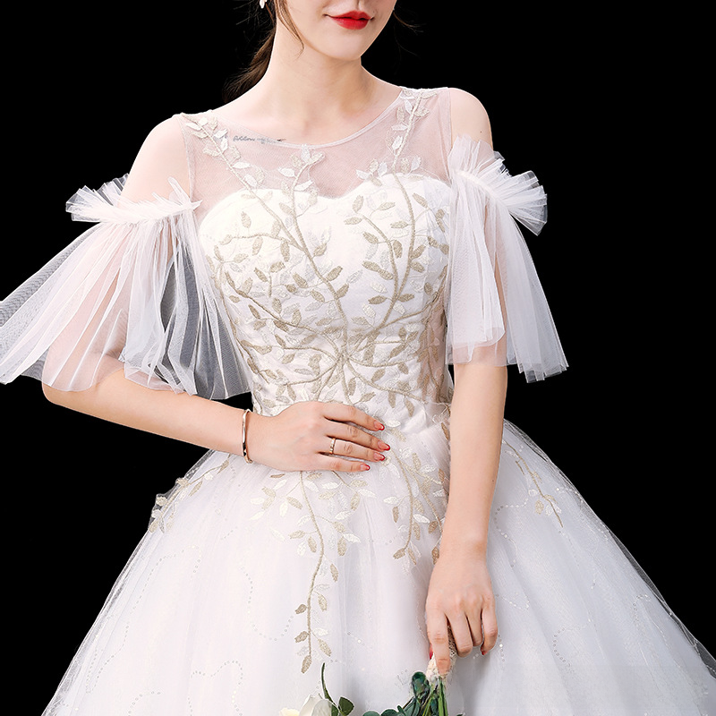 Light wedding dress, new bridal style, starry sky trailing forest style, one-shoulder, super fairy, dreamy, slim and simple