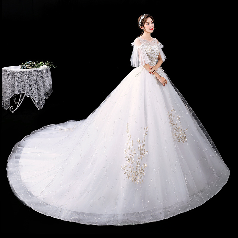Light wedding dress, new bridal style, starry sky trailing forest style, one-shoulder, super fairy, dreamy, slim and simple