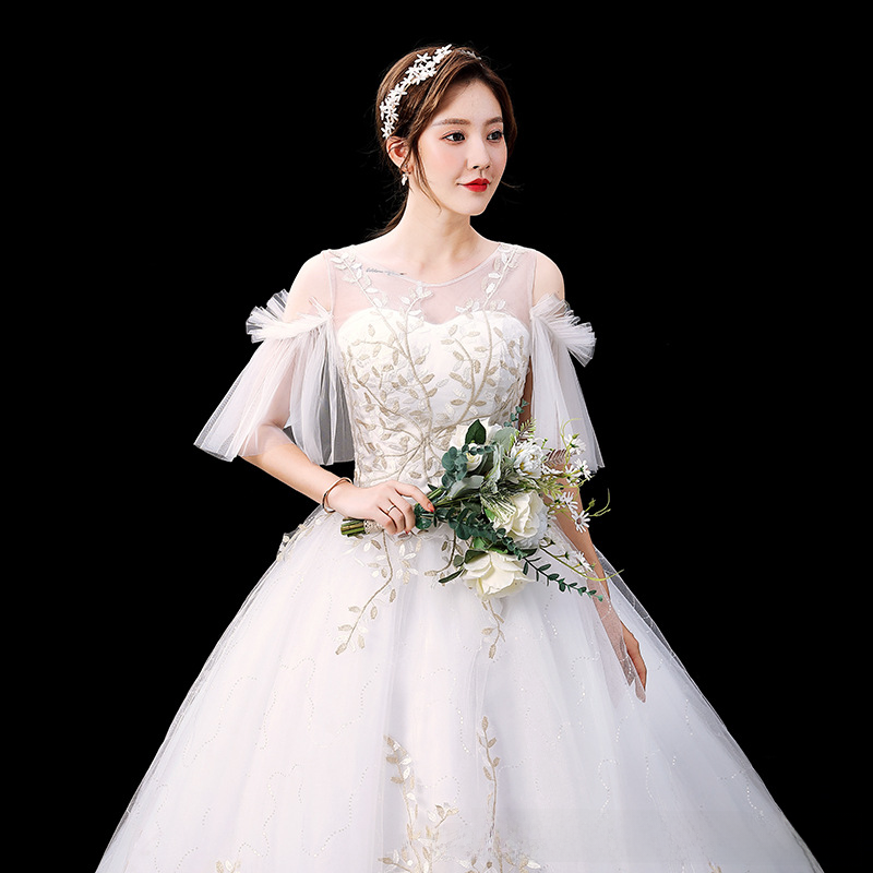 Light wedding dress, new bridal style, starry sky trailing forest style, one-shoulder, super fairy, dreamy, slim and simple